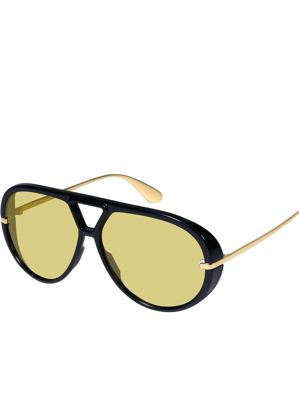 Women’s Black Frame Yellow Lens Aviator Sunglasses